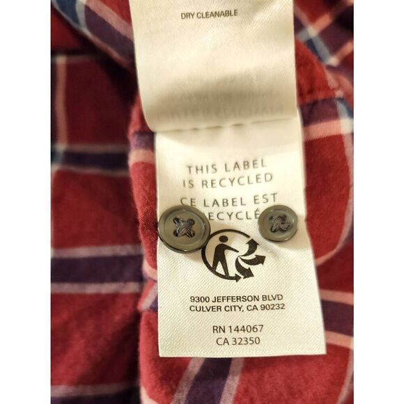 Outerknown Button up Plaid Pocket shirt Men's XL Cotton Longsleeve Collared red - Picture 9 of 9